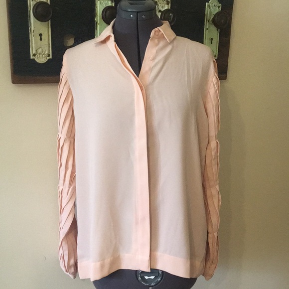 The Label Life Light Pink Pin-tuck Sleeve Blouse Size Large - Picture 6 of 14